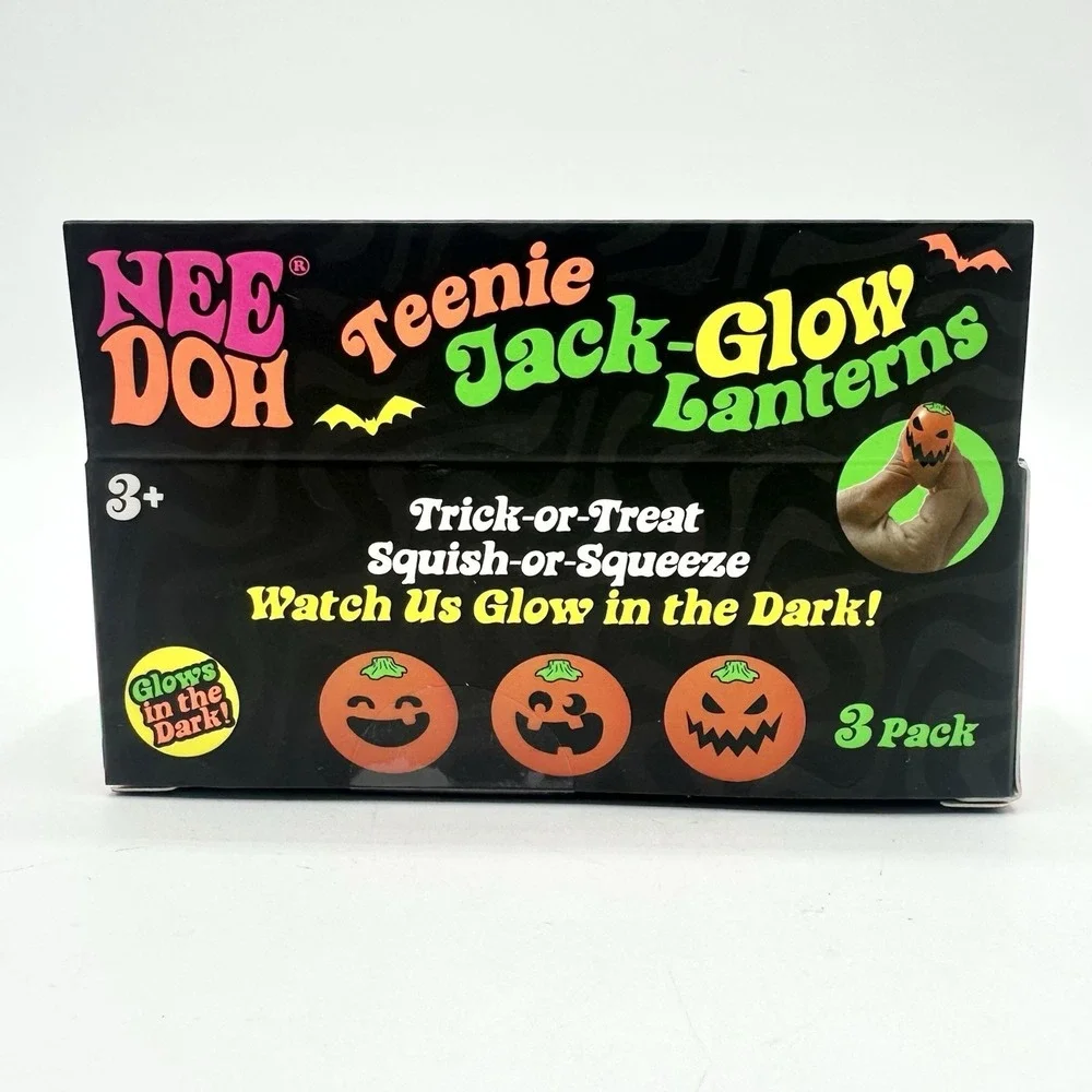 New Needoh Teenie Jack Glow Lanterns Mini Pumpkins Halloween Schylling 3 Balls